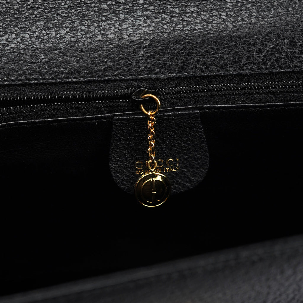 Black Leather Lady Lock 2-Way Bag