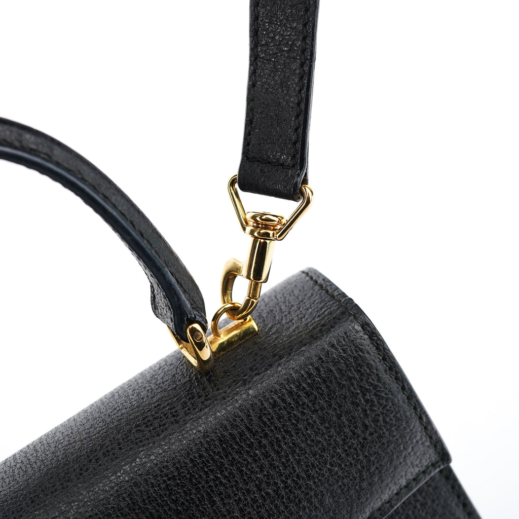 Black Leather Lady Lock 2-Way Bag