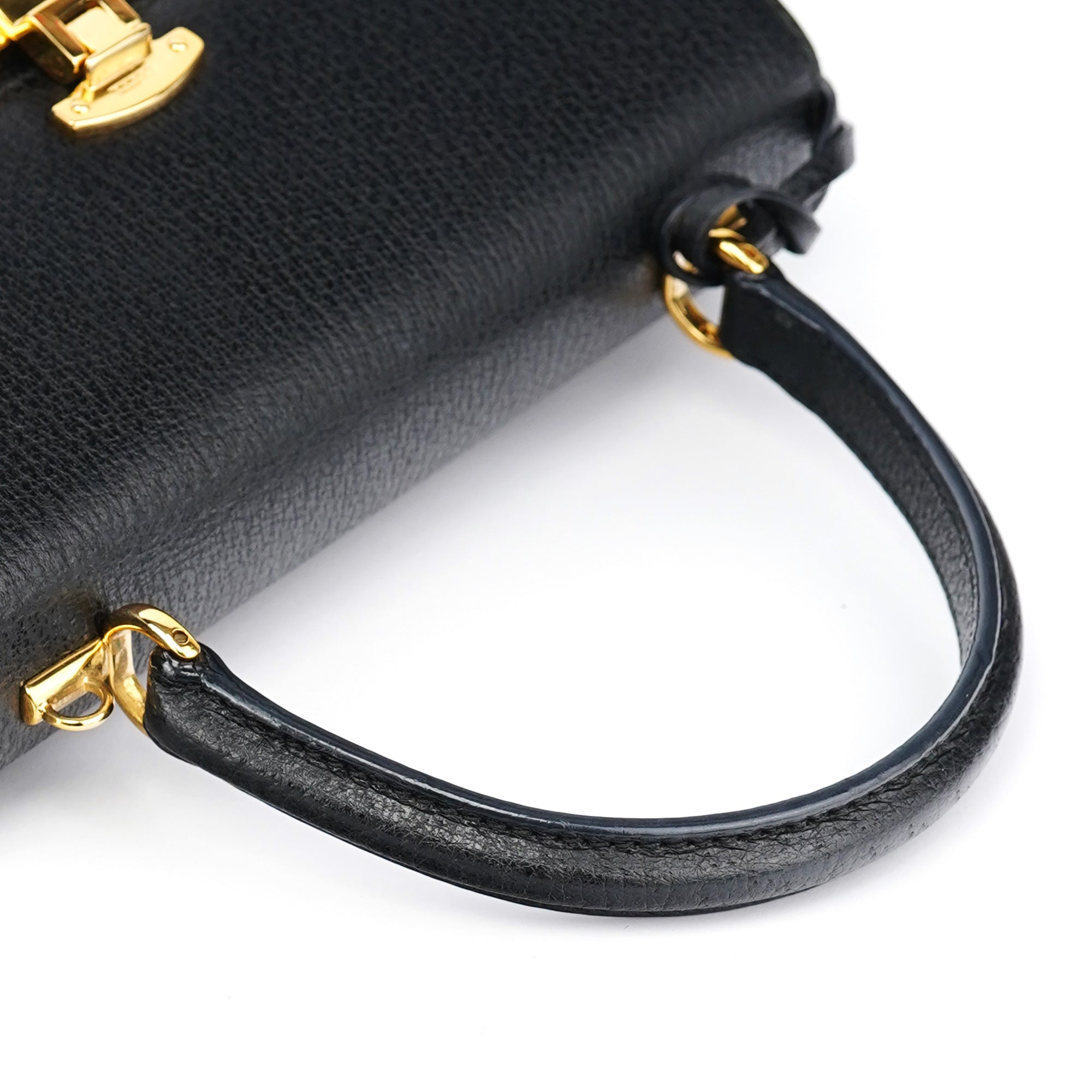 Black Leather Lady Lock 2-Way Bag