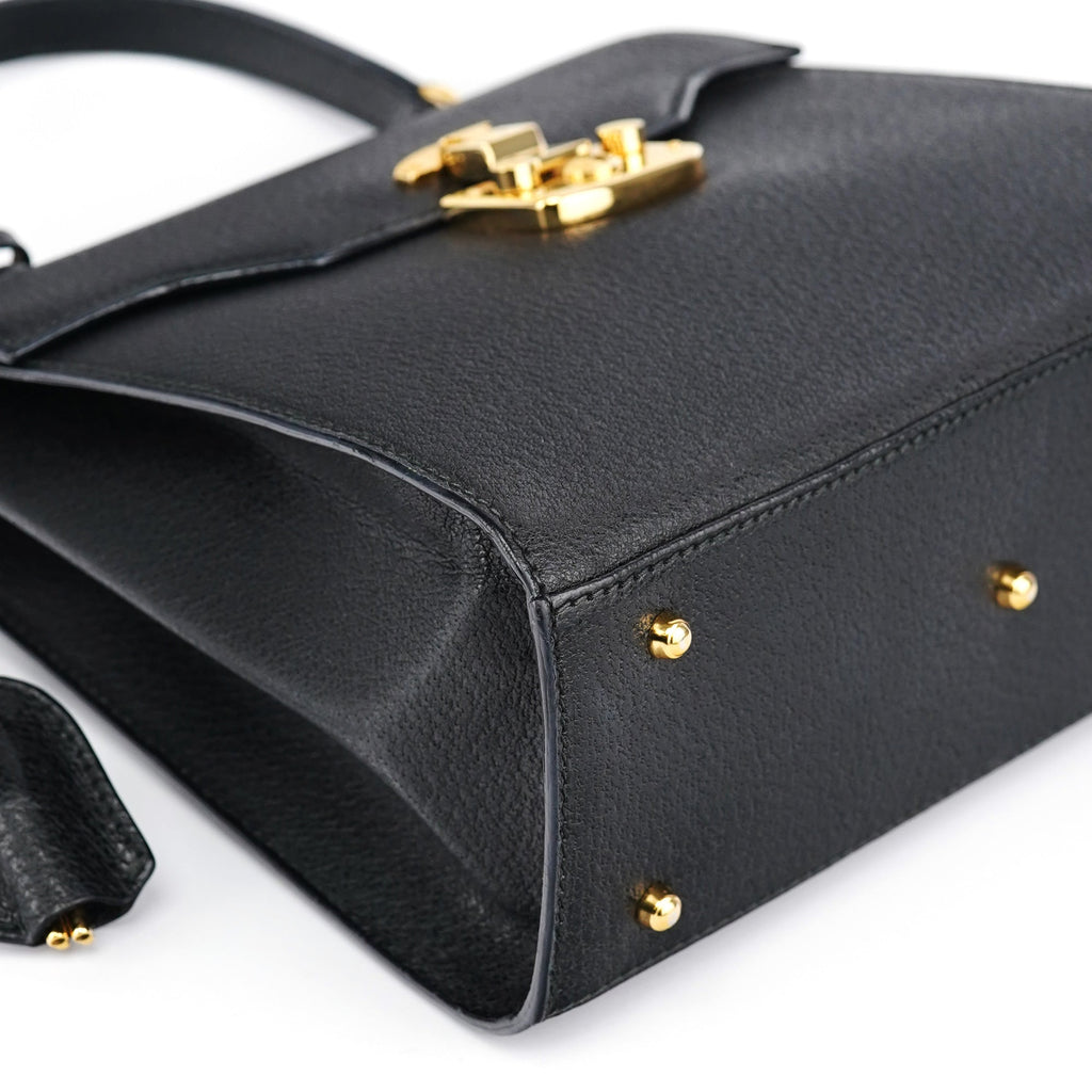 Black Leather Lady Lock 2-Way Bag