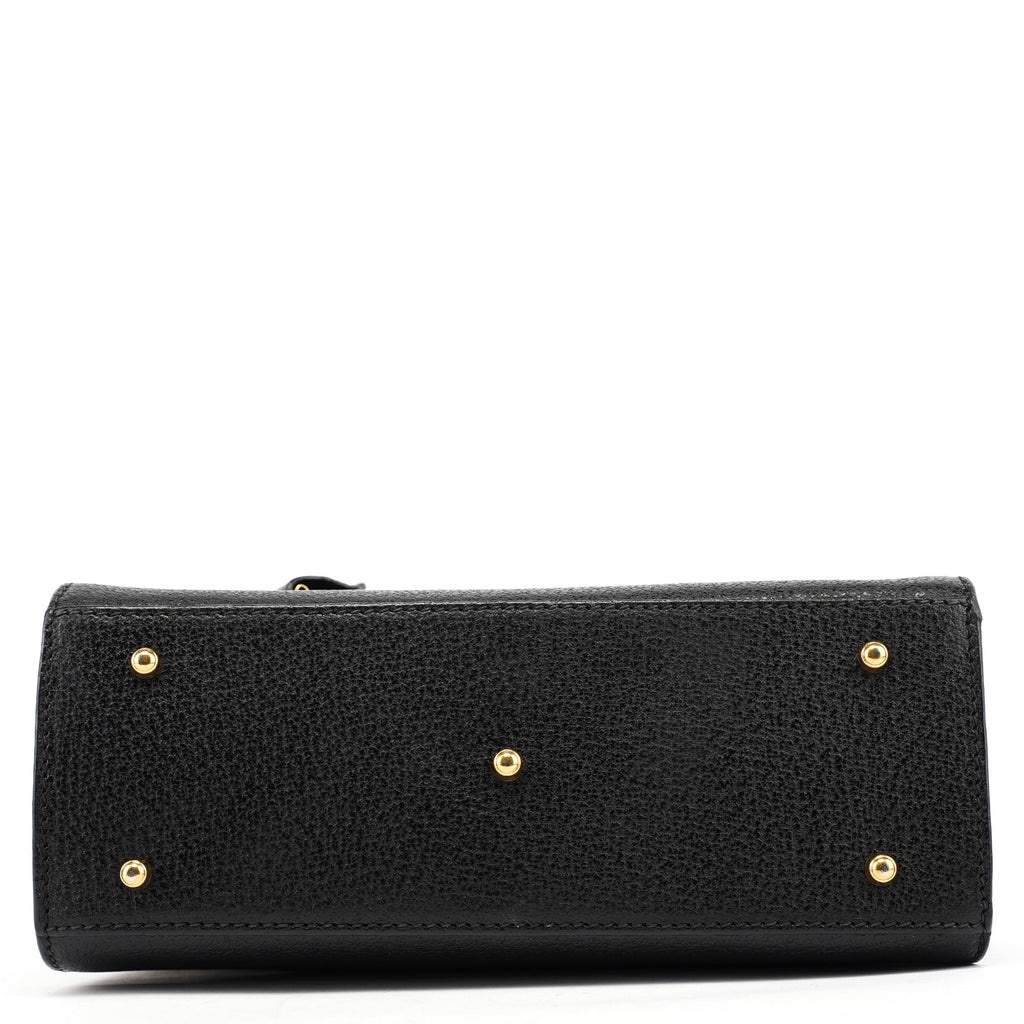 Black Leather Lady Lock 2-Way Bag