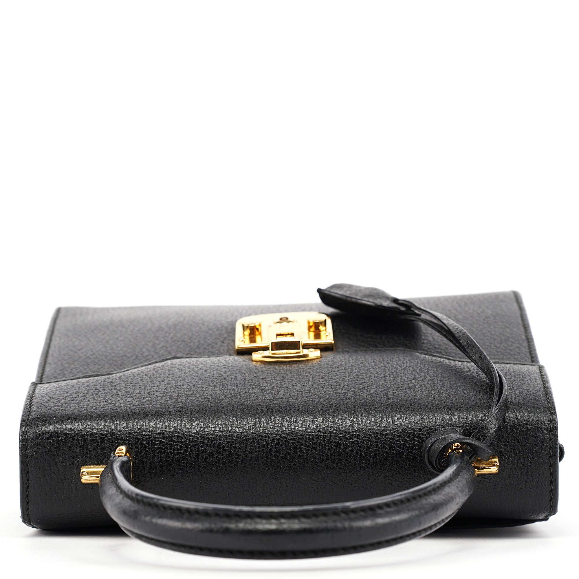 Black Leather Lady Lock 2-Way Bag