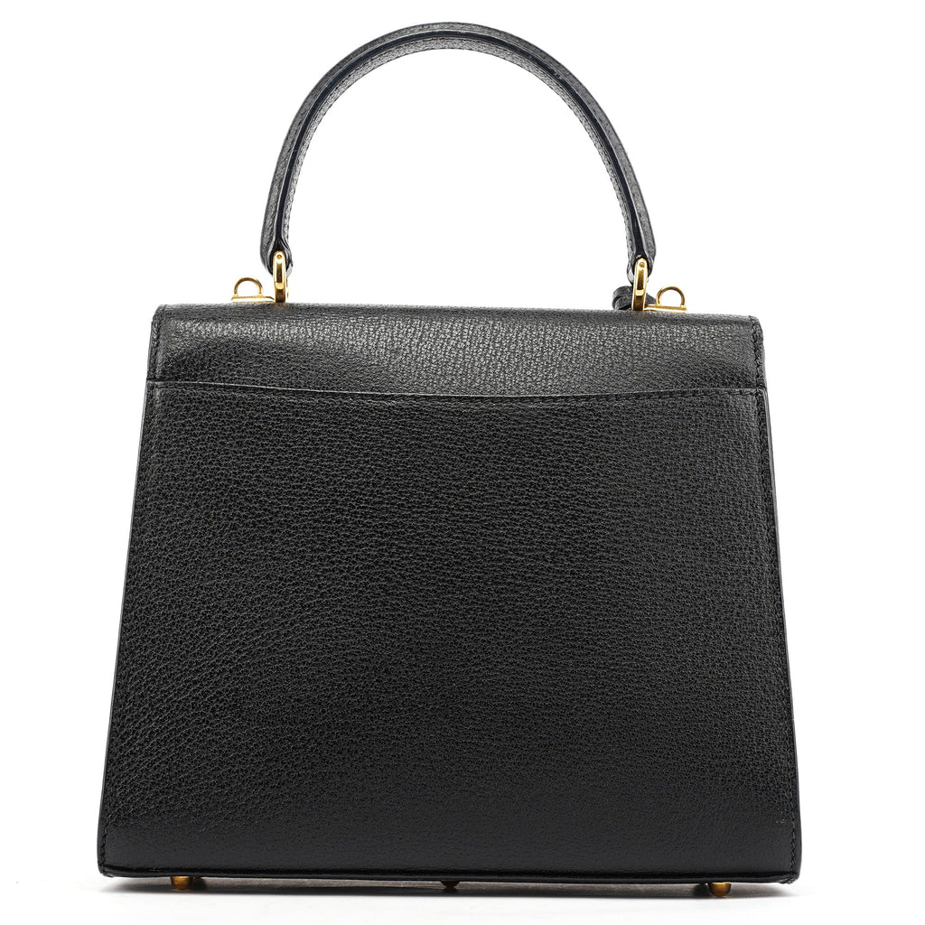 Black Leather Lady Lock 2-Way Bag