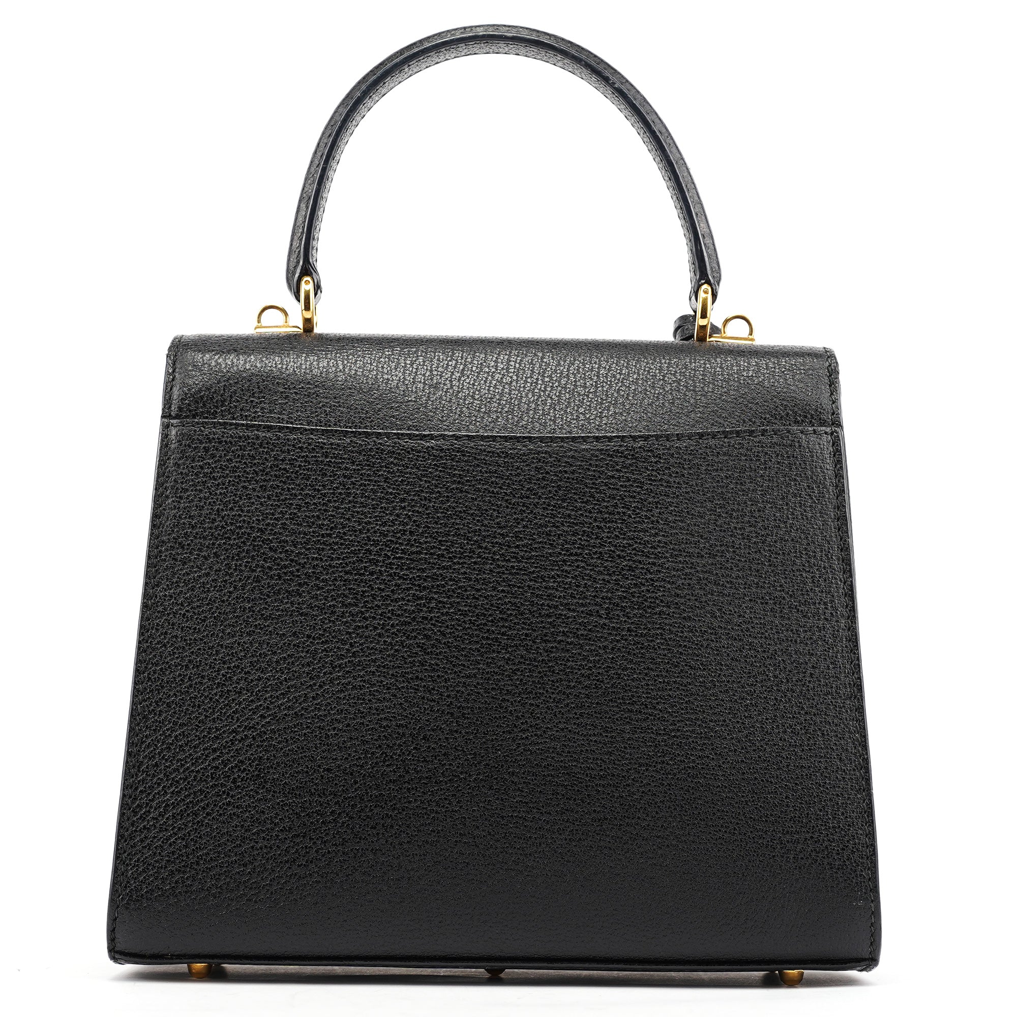 Black Leather Lady Lock 2-Way Bag
