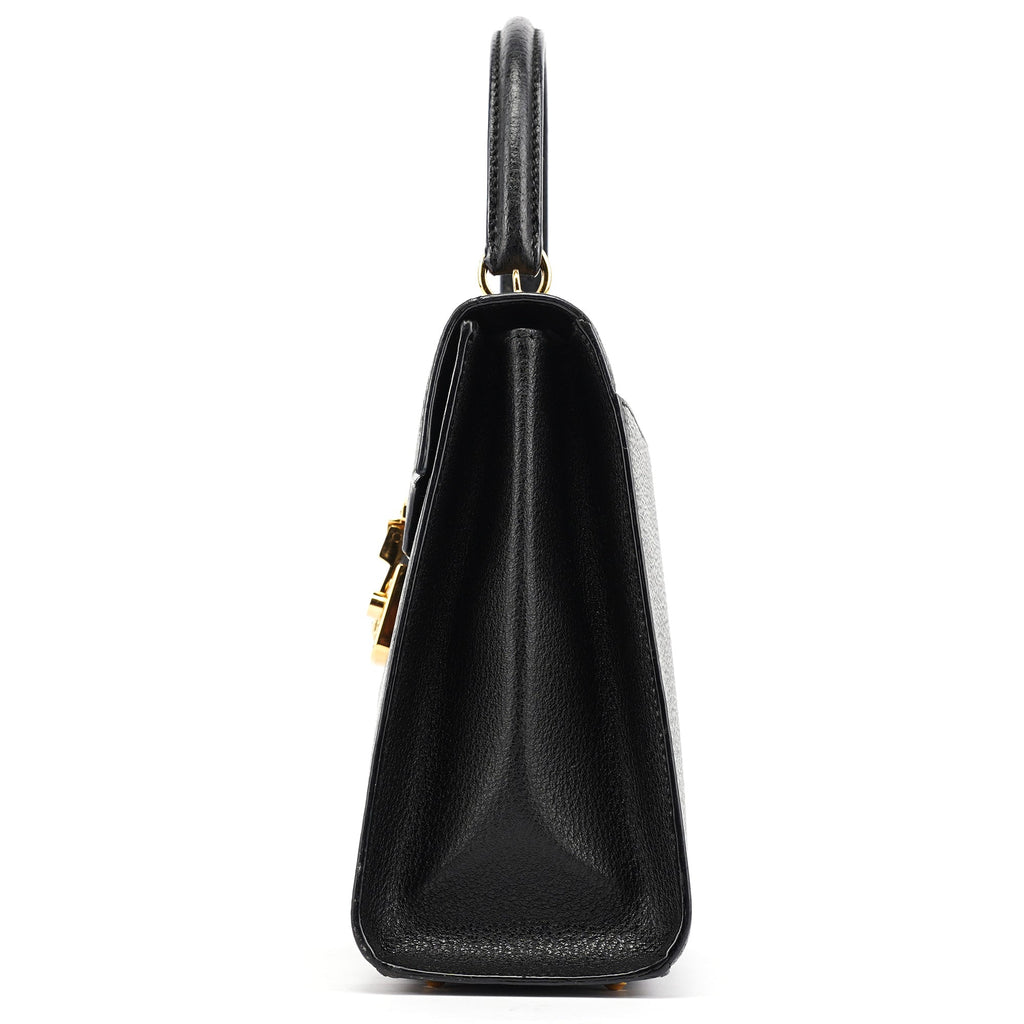 Black Leather Lady Lock 2-Way Bag