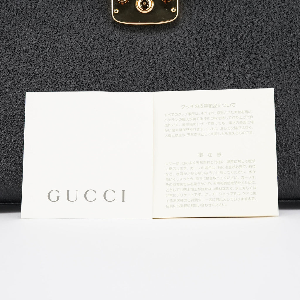 Black Leather Lady Lock 2-Way Bag