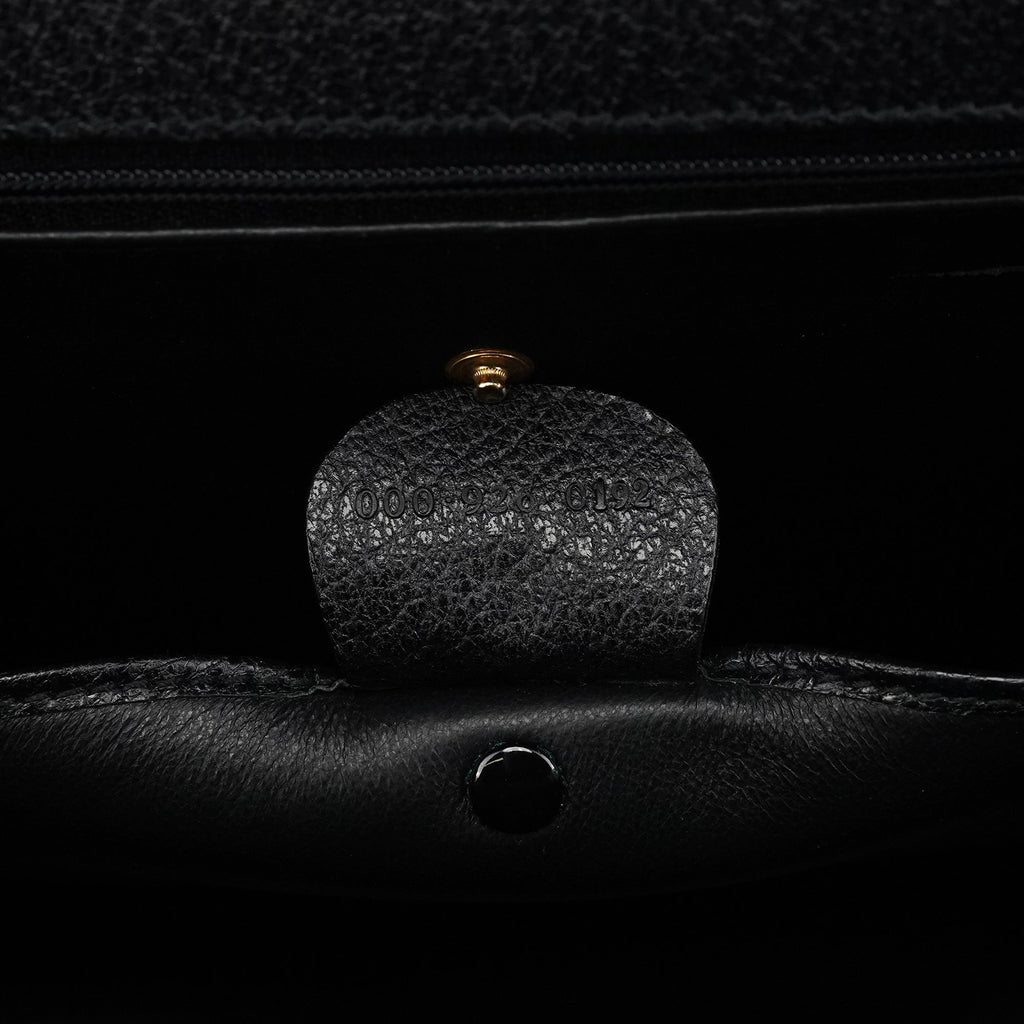 Black Leather Lady Lock 2-Way Bag