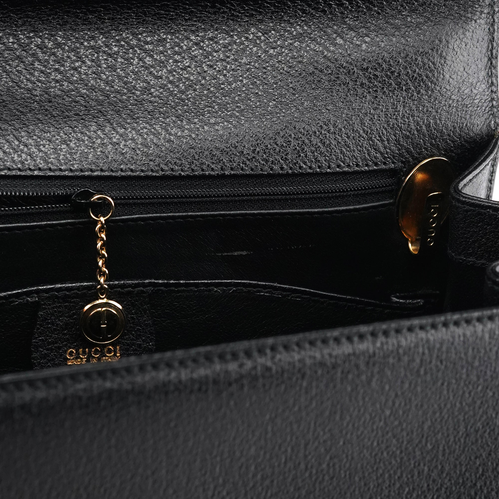 Black Leather Lady Lock 2-Way Bag
