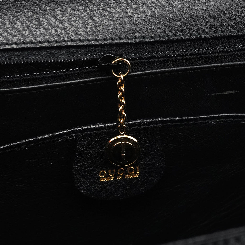 Black Leather Lady Lock 2-Way Bag