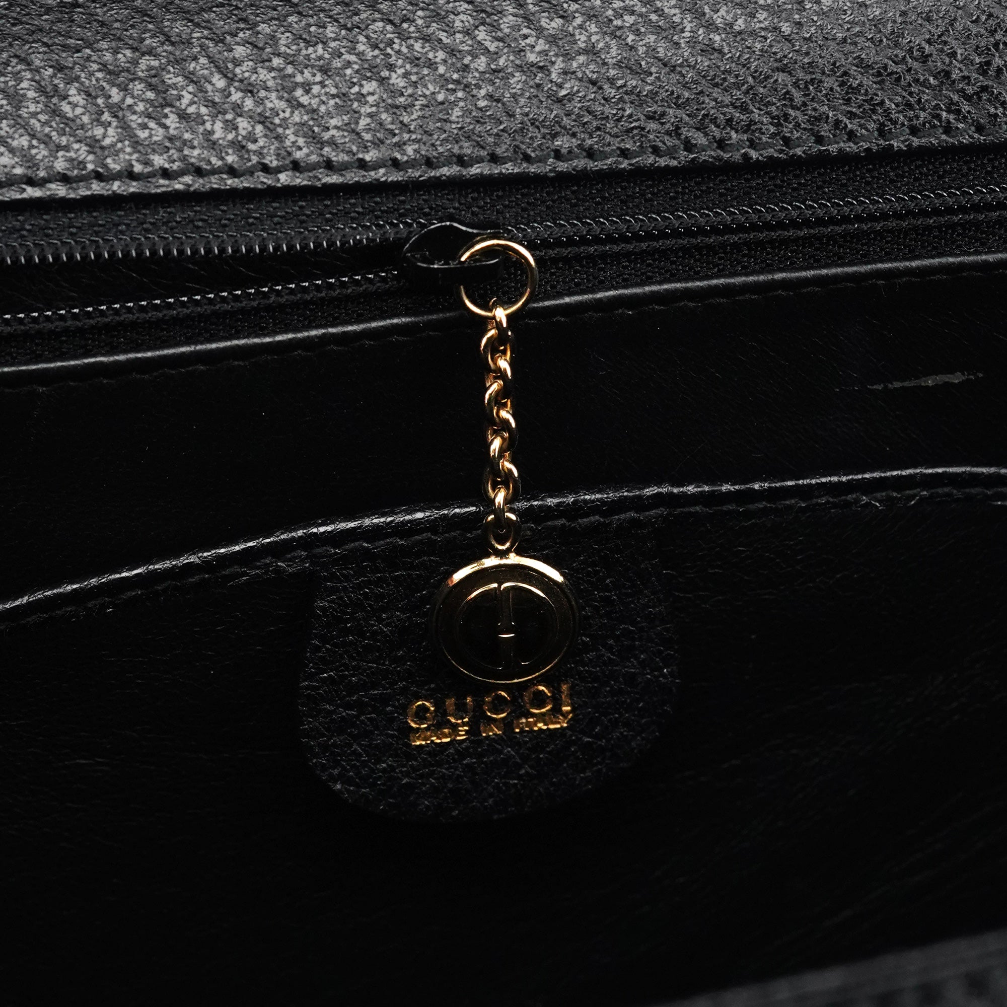 Black Leather Lady Lock 2-Way Bag