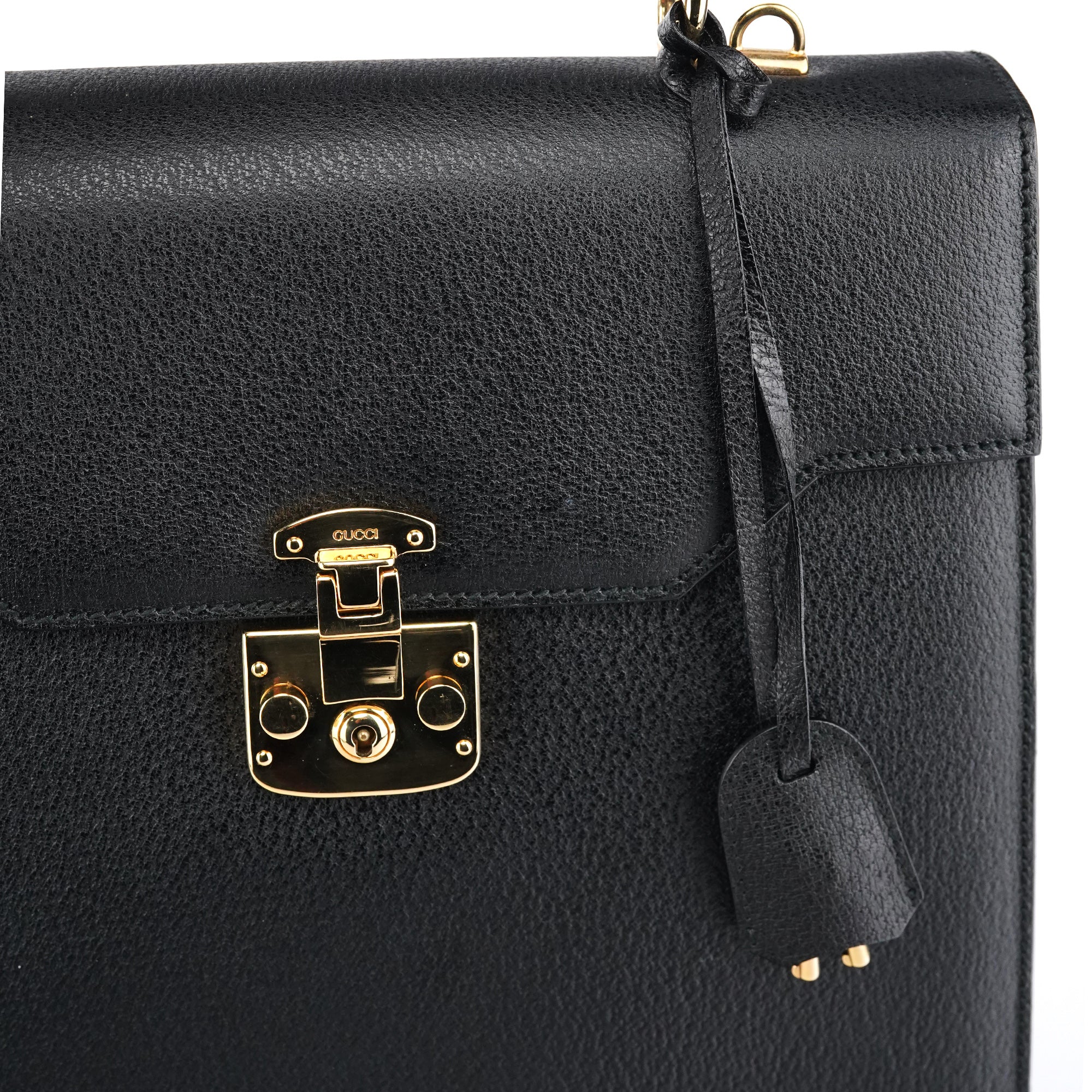 Black Leather Lady Lock 2-Way Bag