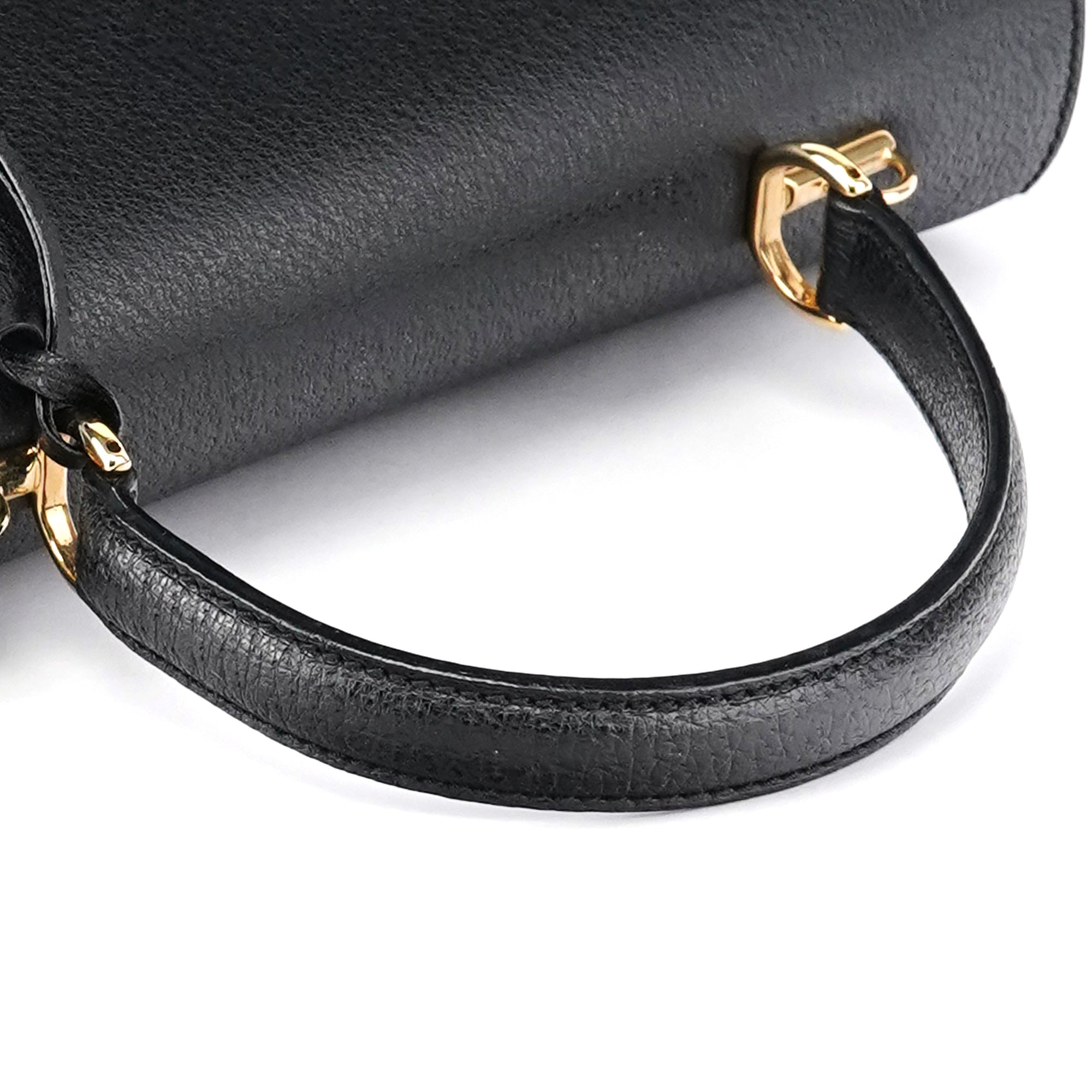 Black Leather Lady Lock 2-Way Bag