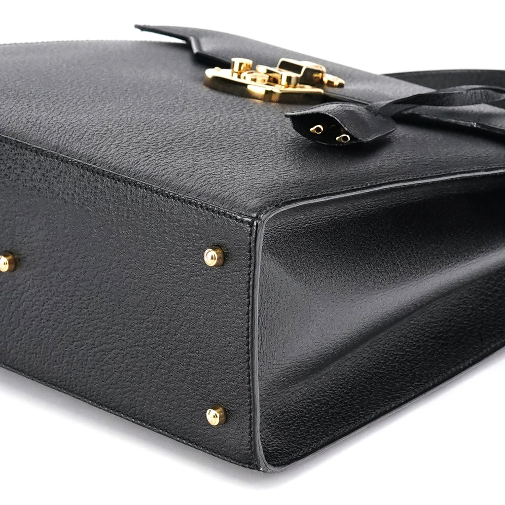 Black Leather Lady Lock 2-Way Bag