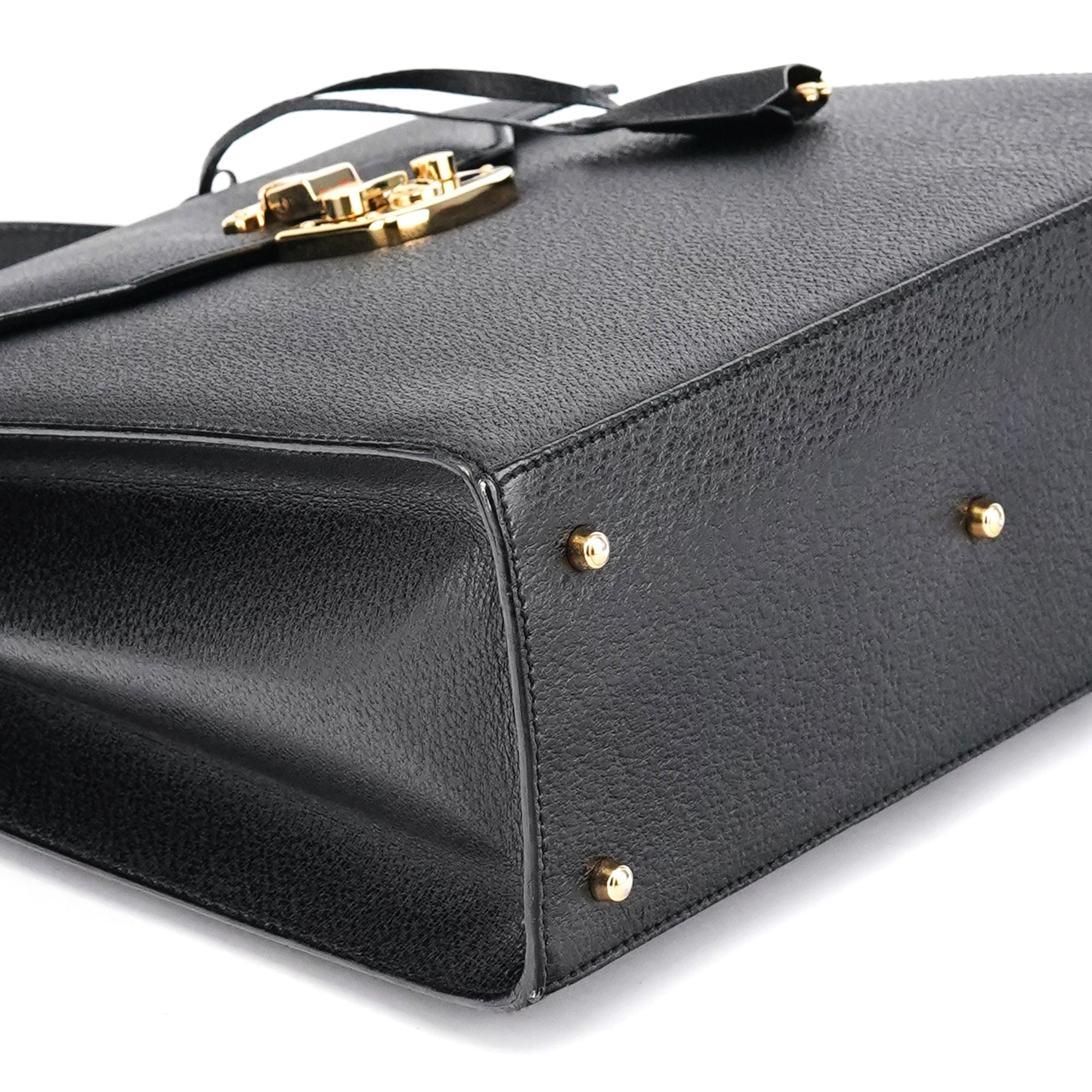 Black Leather Lady Lock 2-Way Bag