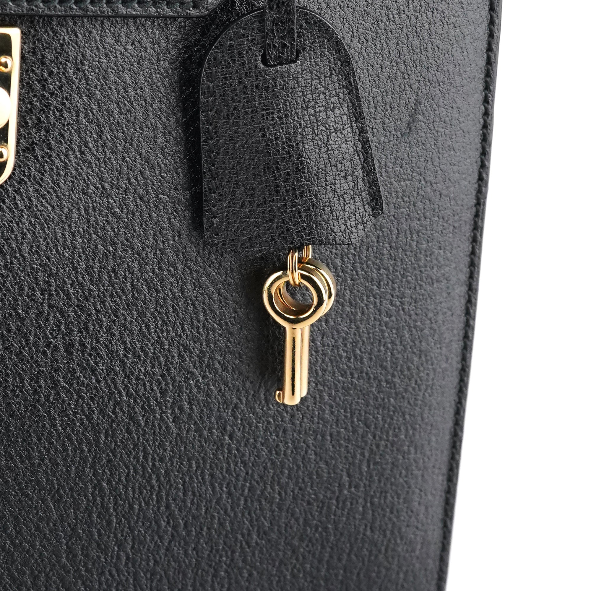 Black Leather Lady Lock 2-Way Bag