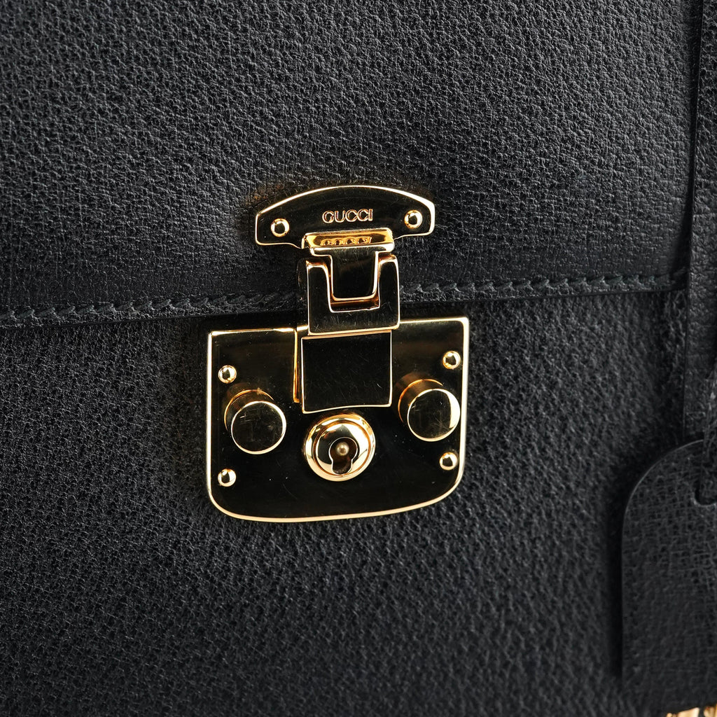 Black Leather Lady Lock 2-Way Bag