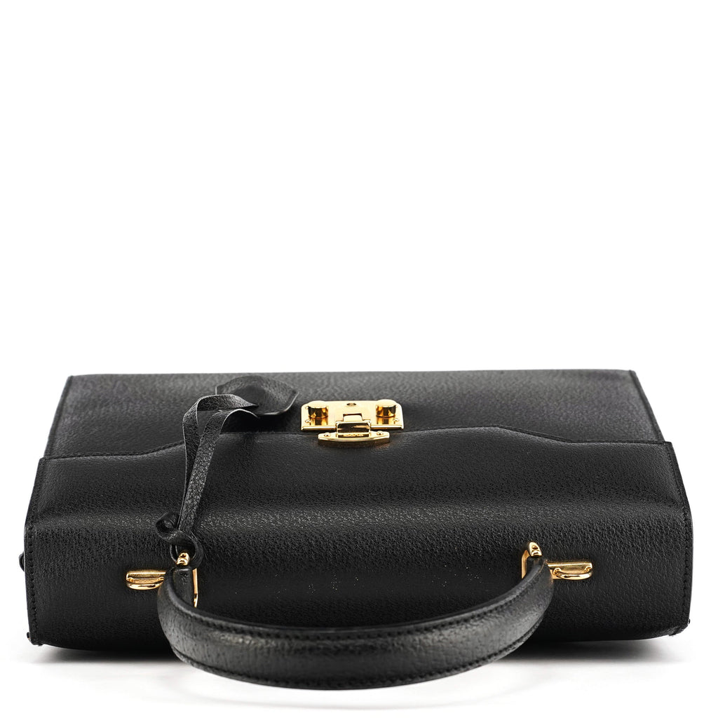 Black Leather Lady Lock 2-Way Bag