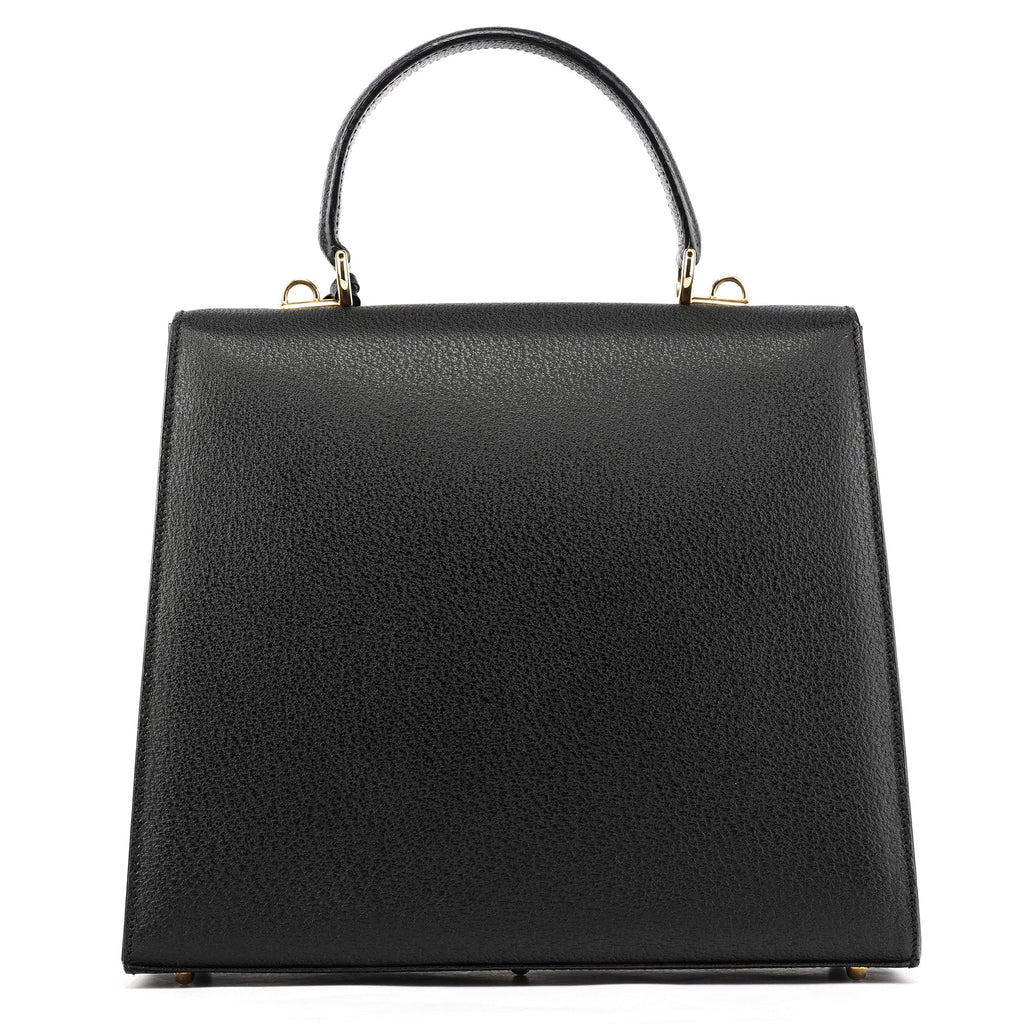 Black Leather Lady Lock 2-Way Bag