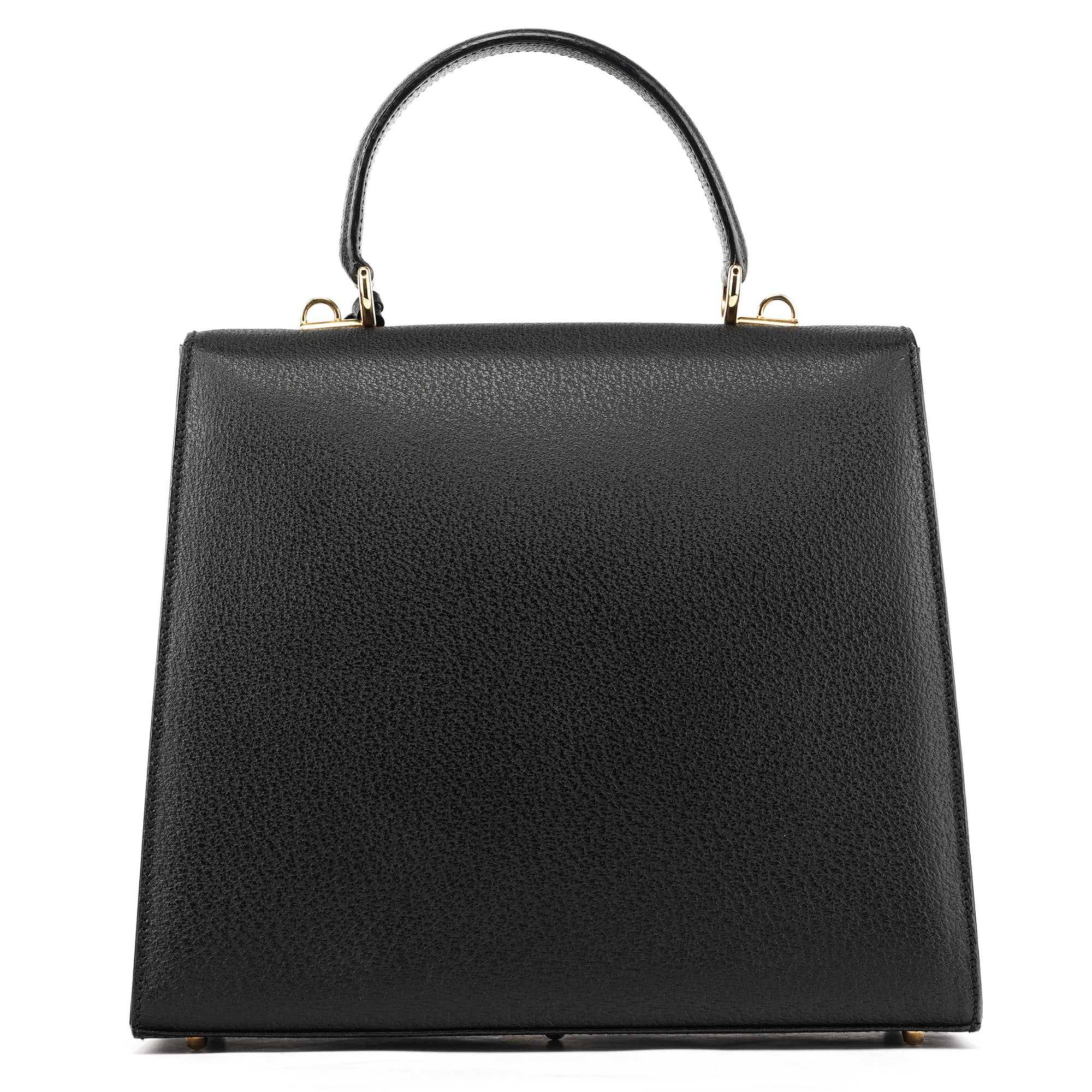 Black Leather Lady Lock 2-Way Bag