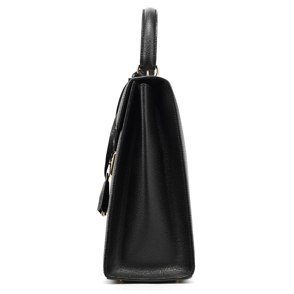 Black Leather Lady Lock 2-Way Bag