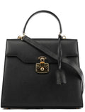 Black Leather Lady Lock 2-Way Bag