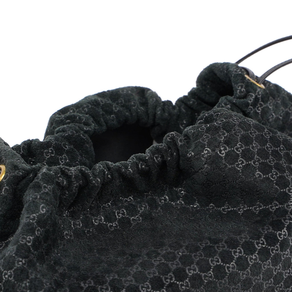 Black Leather Perforated Shoulder Bag