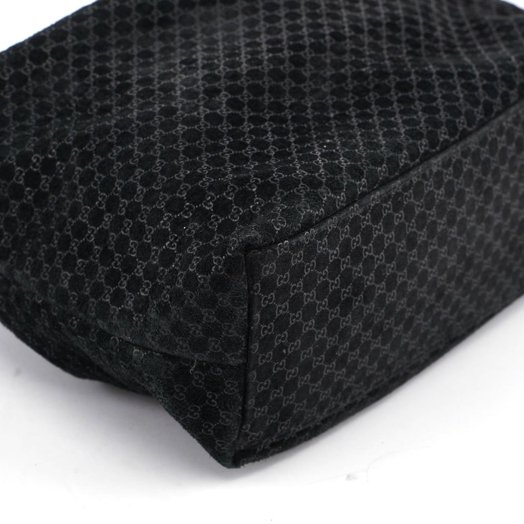 Black Leather Perforated Shoulder Bag