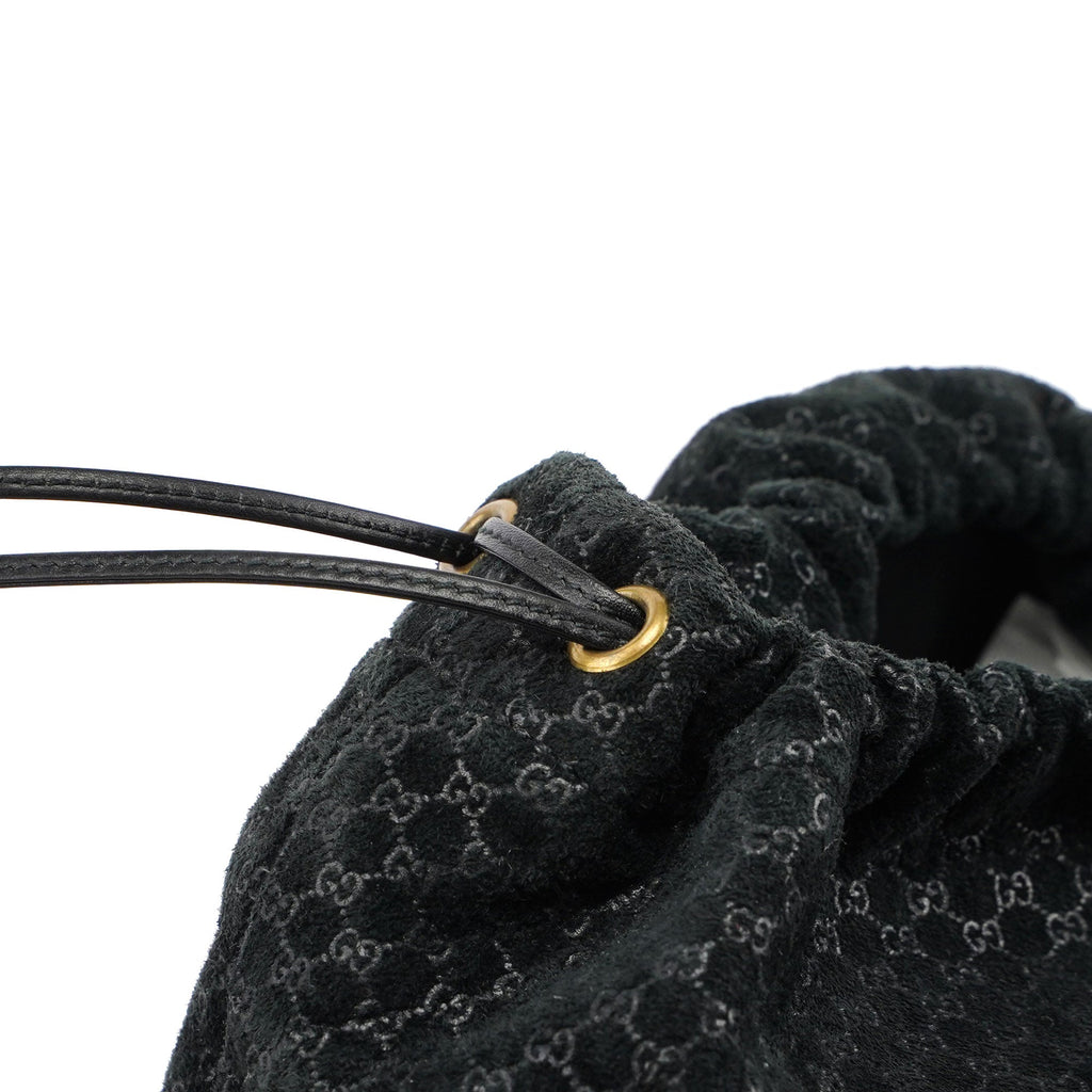 Black Leather Perforated Shoulder Bag