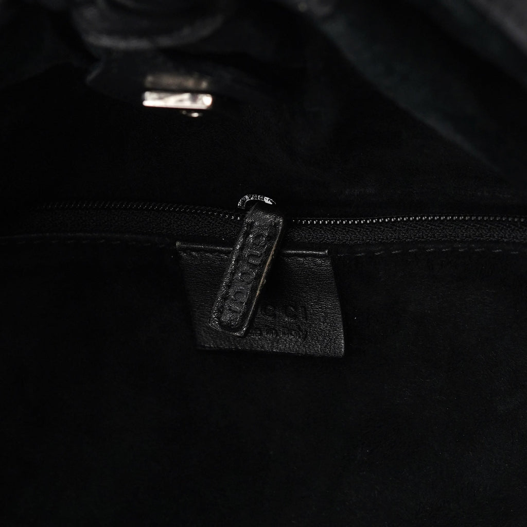 Black Leather Ruched Bag