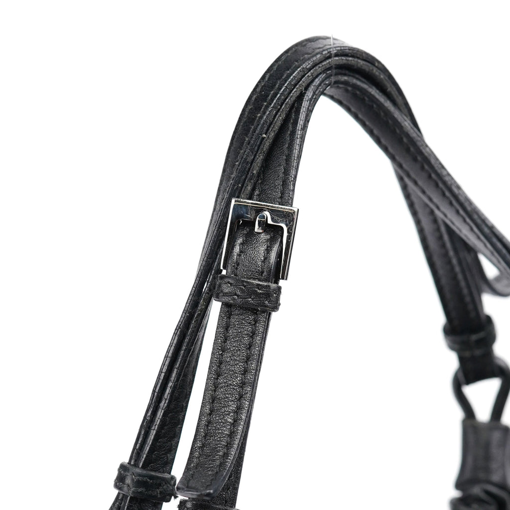 Black Leather Ruched Bag