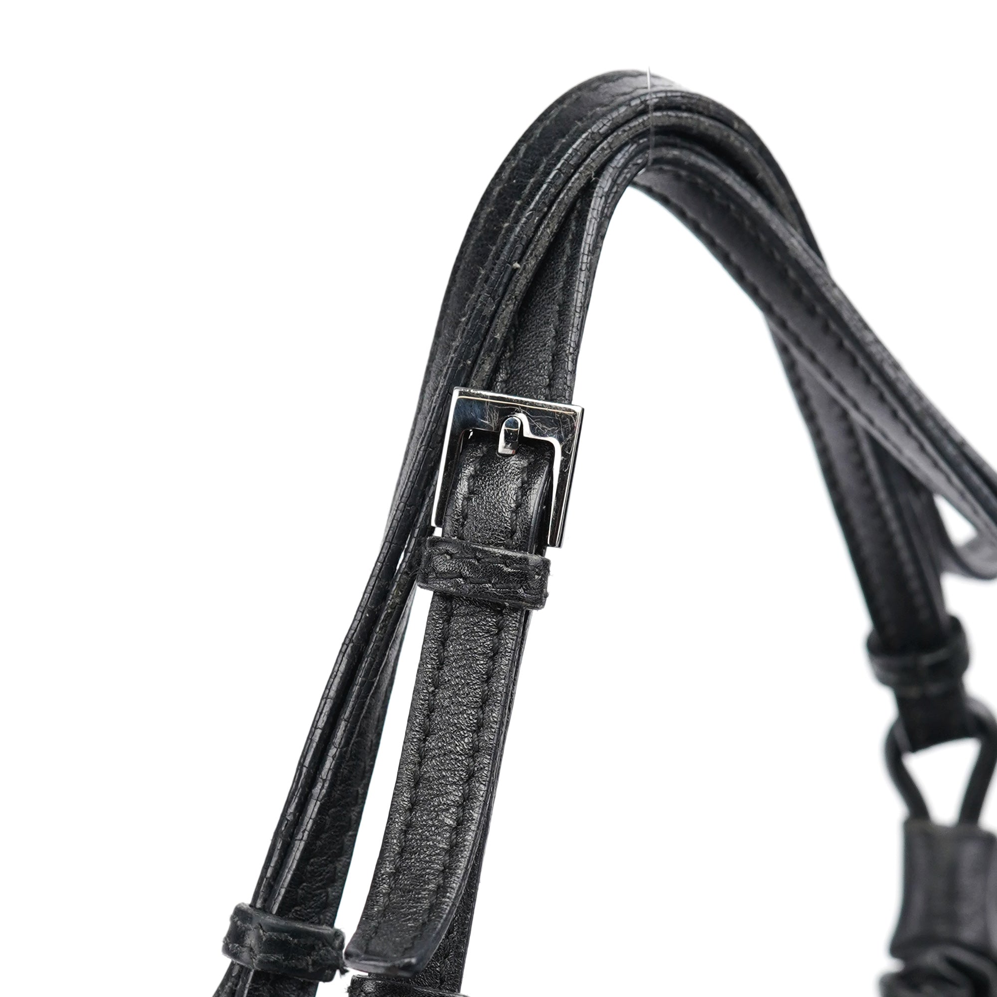 Black Leather Ruched Bag
