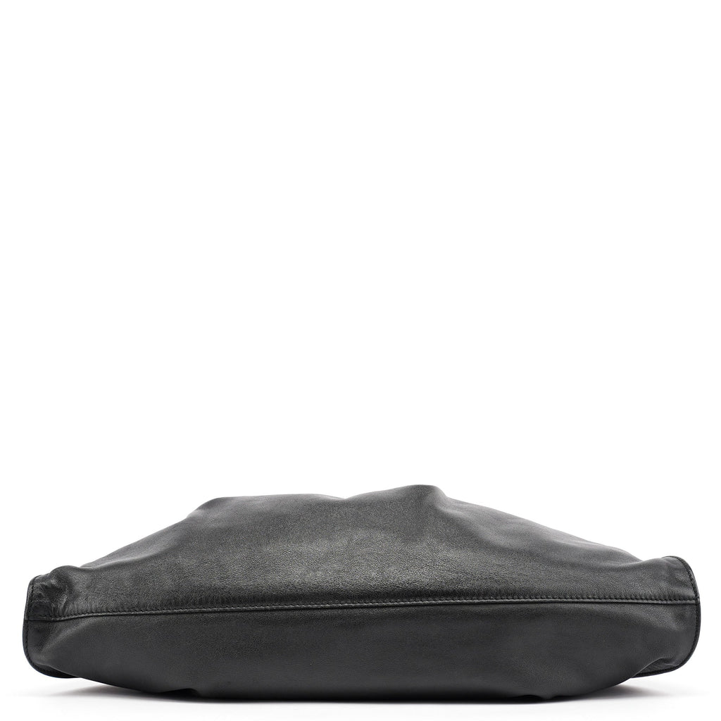 Black Leather Ruched Bag