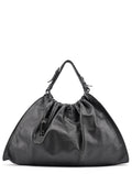 Black Leather Ruched Bag