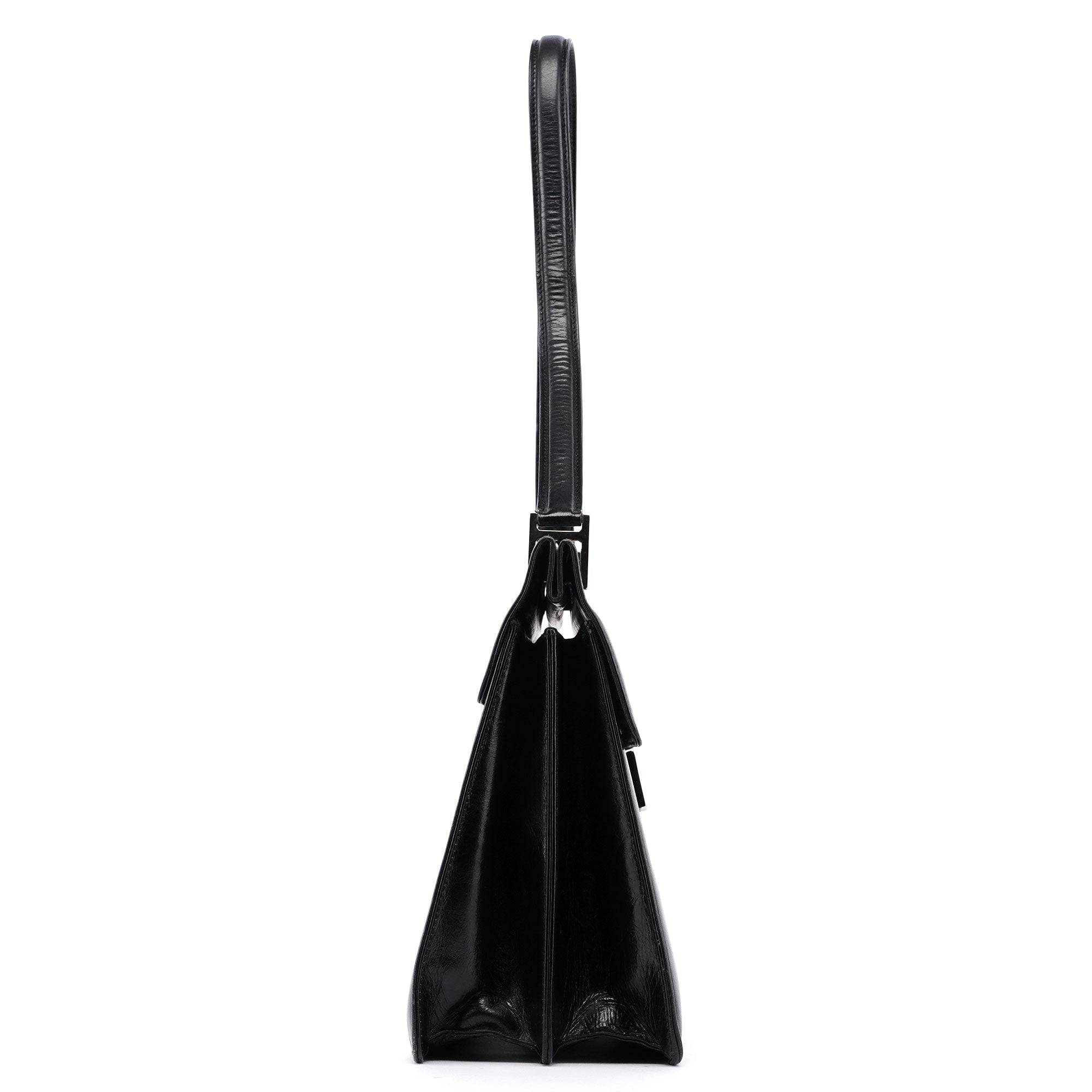Black Leather Square G Bag