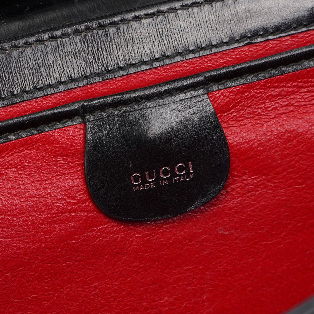 Black Leather Square G Bag