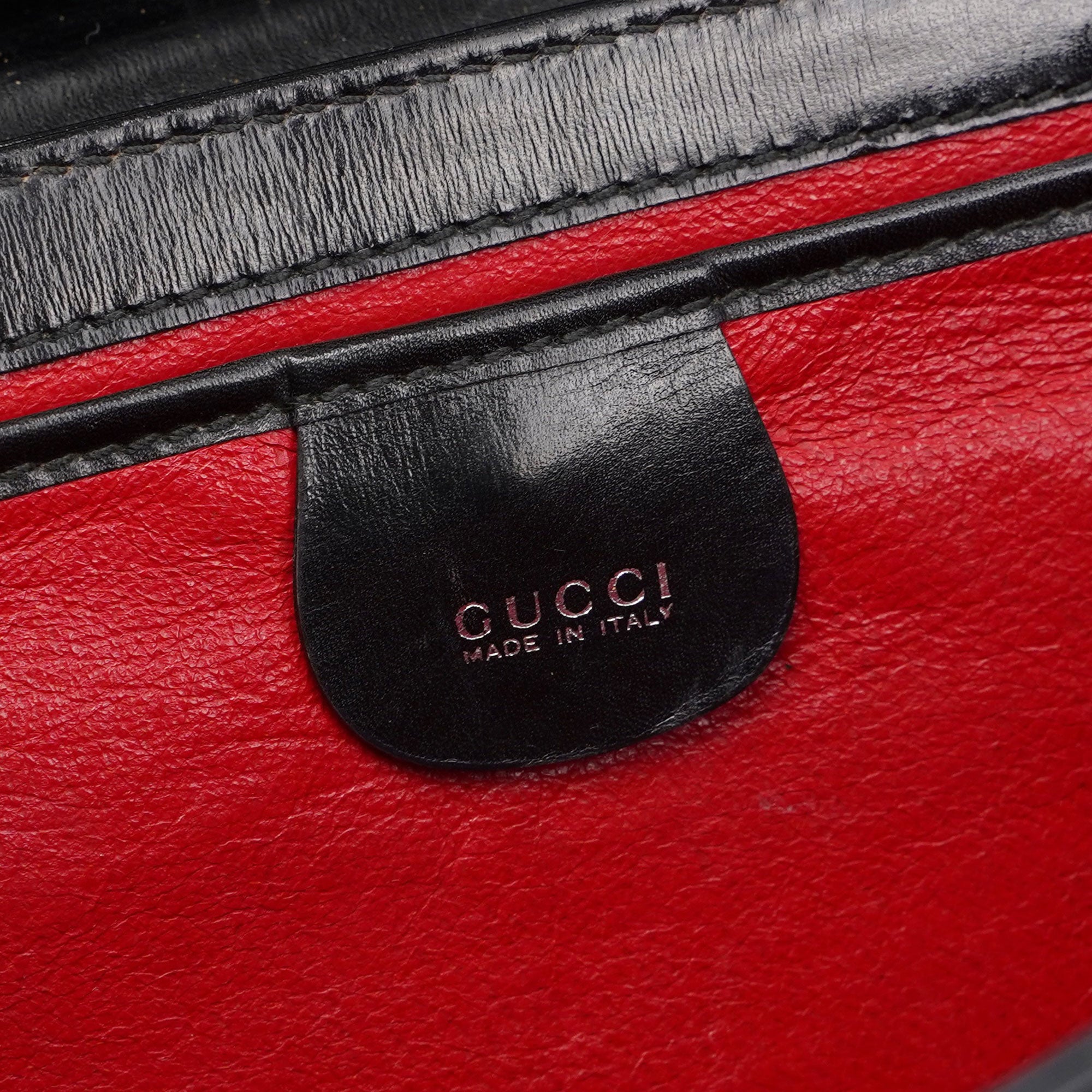 Black Leather Square G Bag