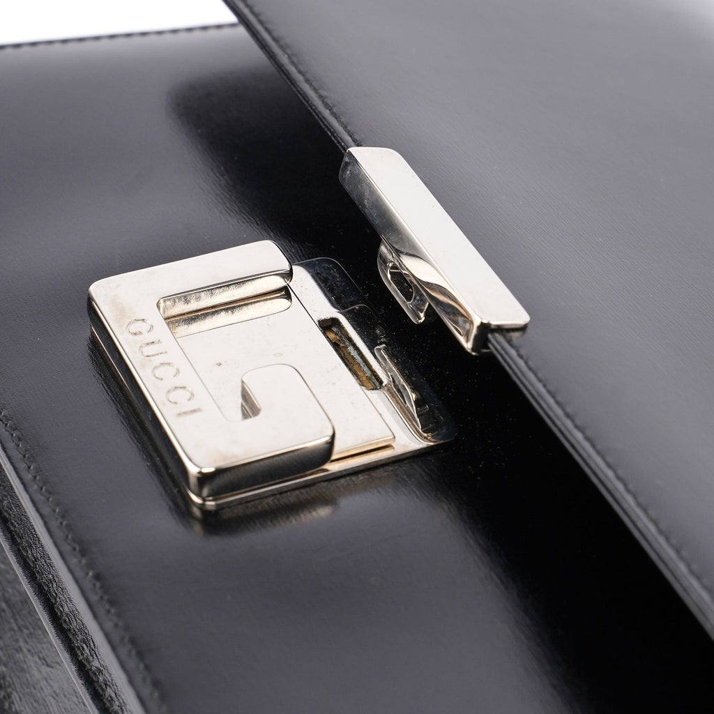 Black Leather Square G Bag