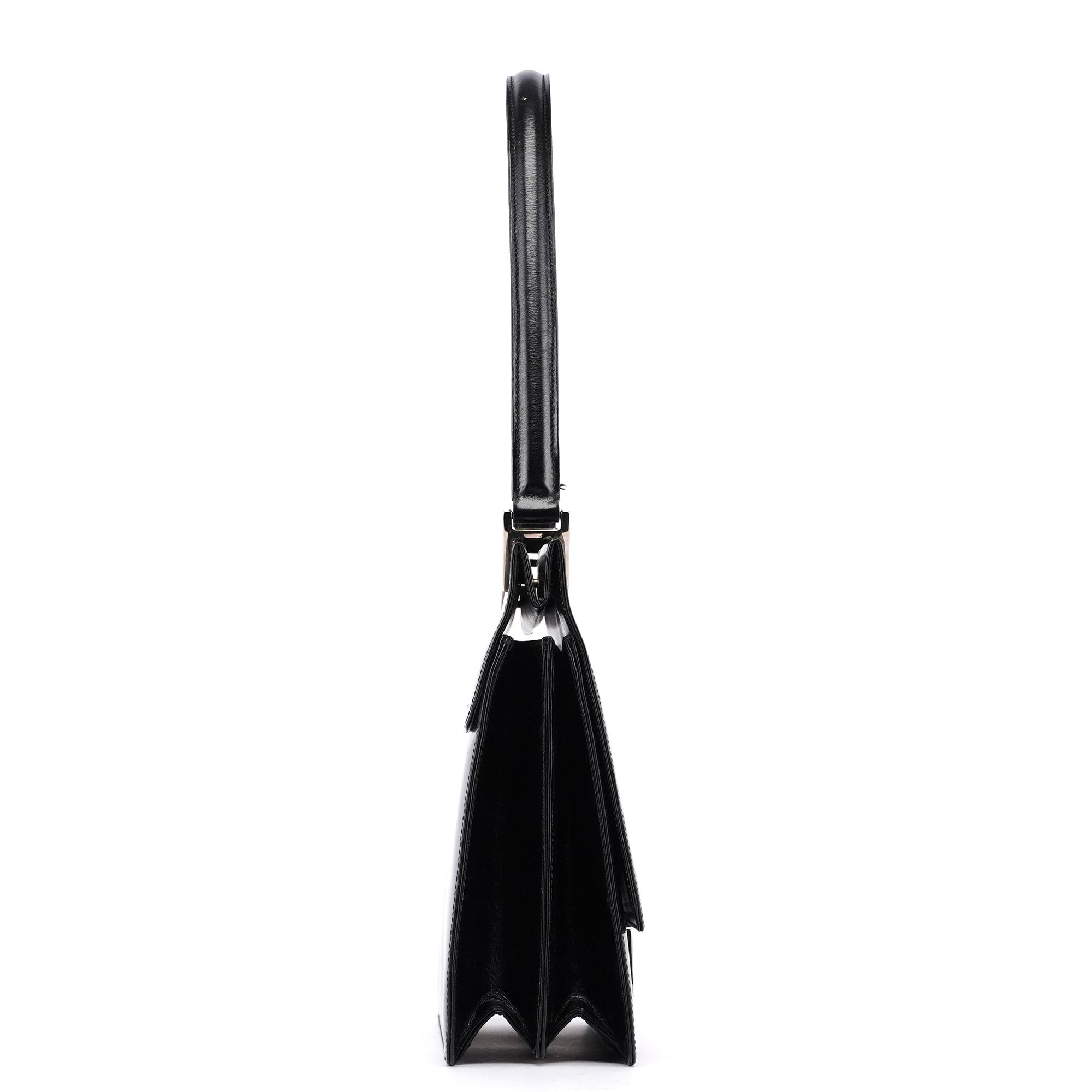 Black Leather Square G Bag
