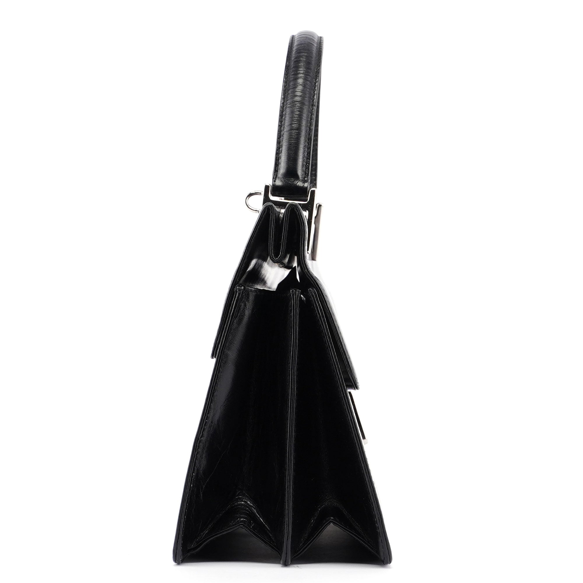 Black Leather Square G Bag