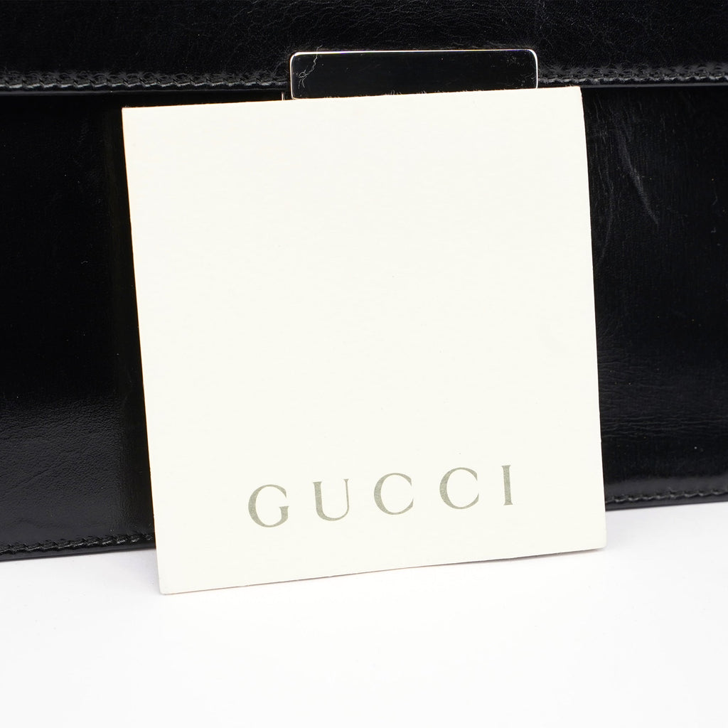Black Leather Square G Bag
