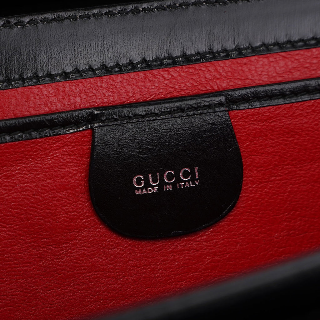 Black Leather Square G Bag
