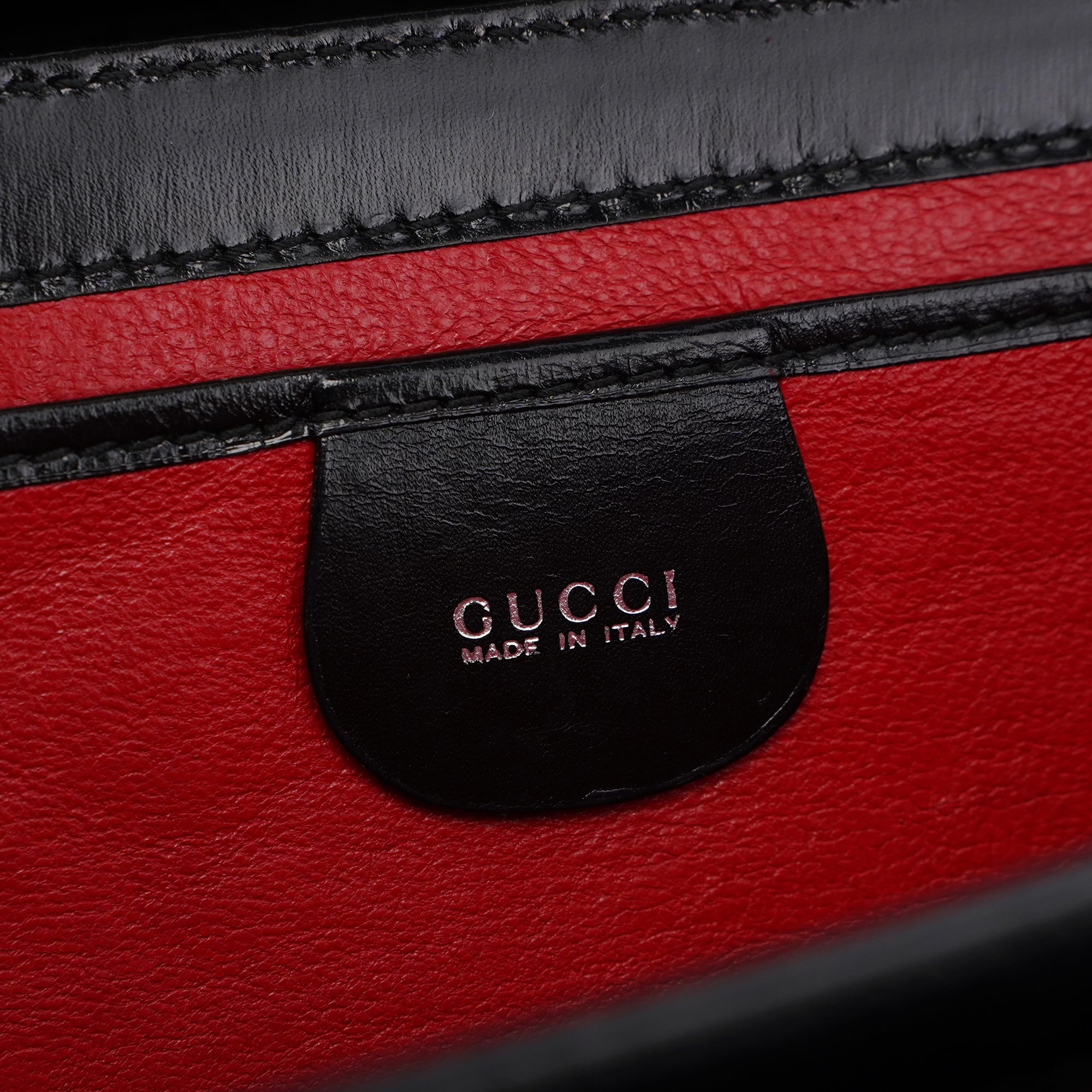 Black Leather Square G Bag