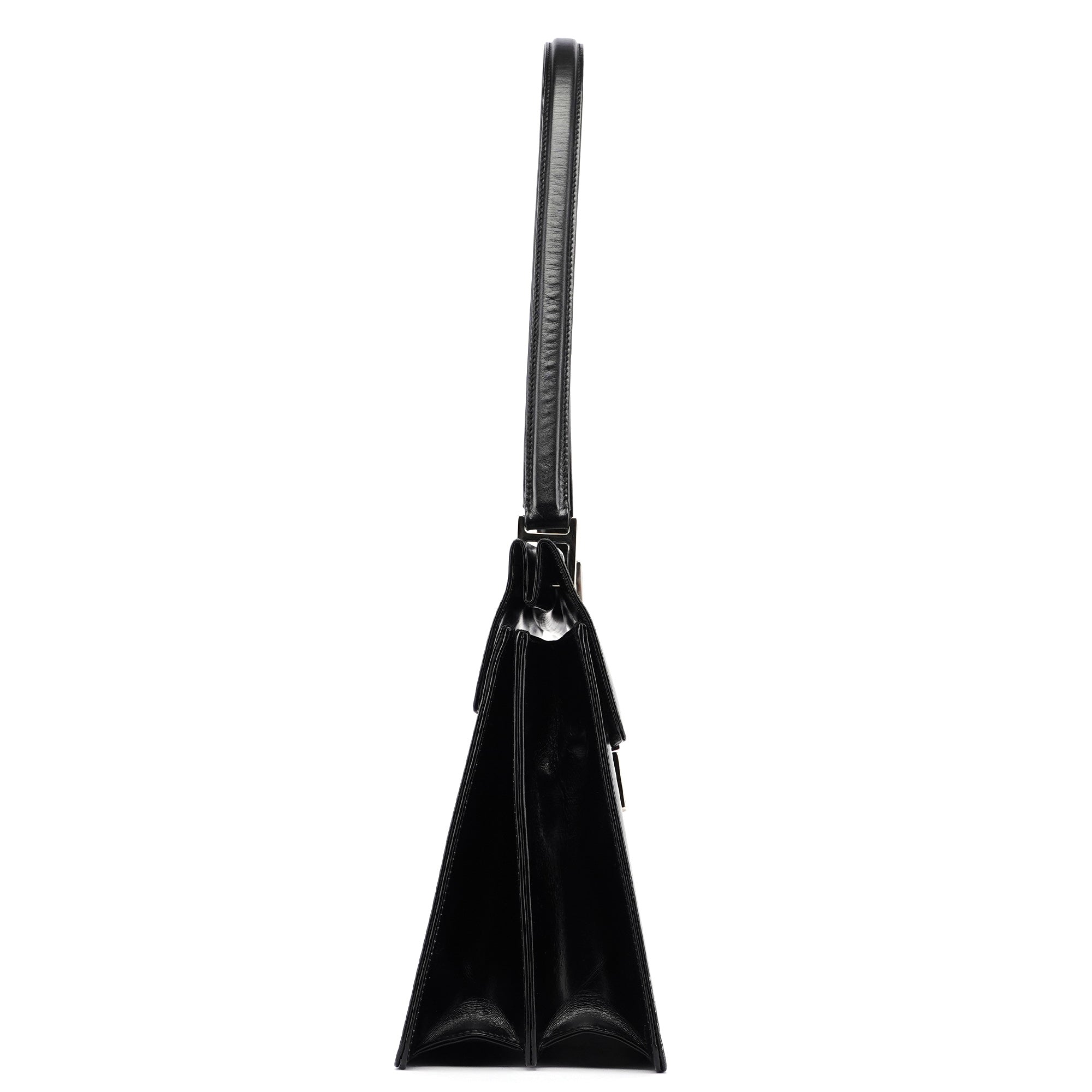 Black Leather Square G Bag