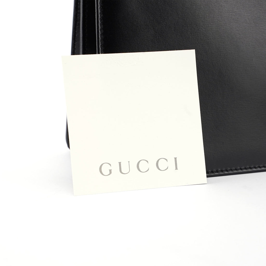 Black Leather Square G Bag