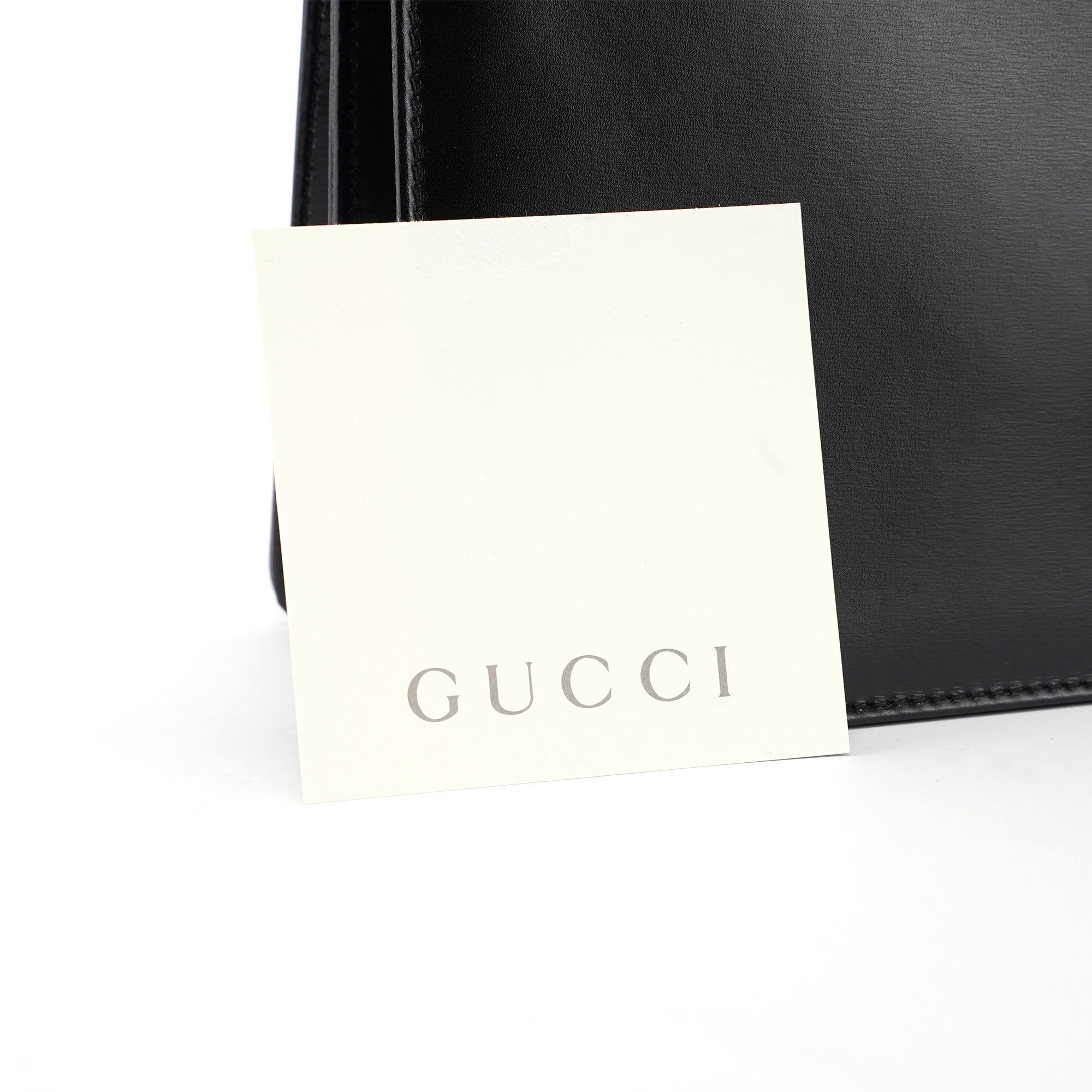 Black Leather Square G Bag