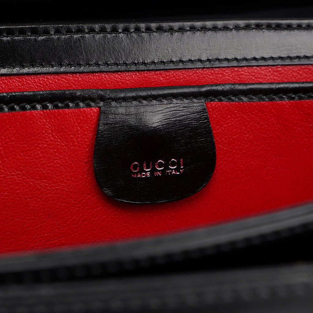 Black Leather Square G Bag