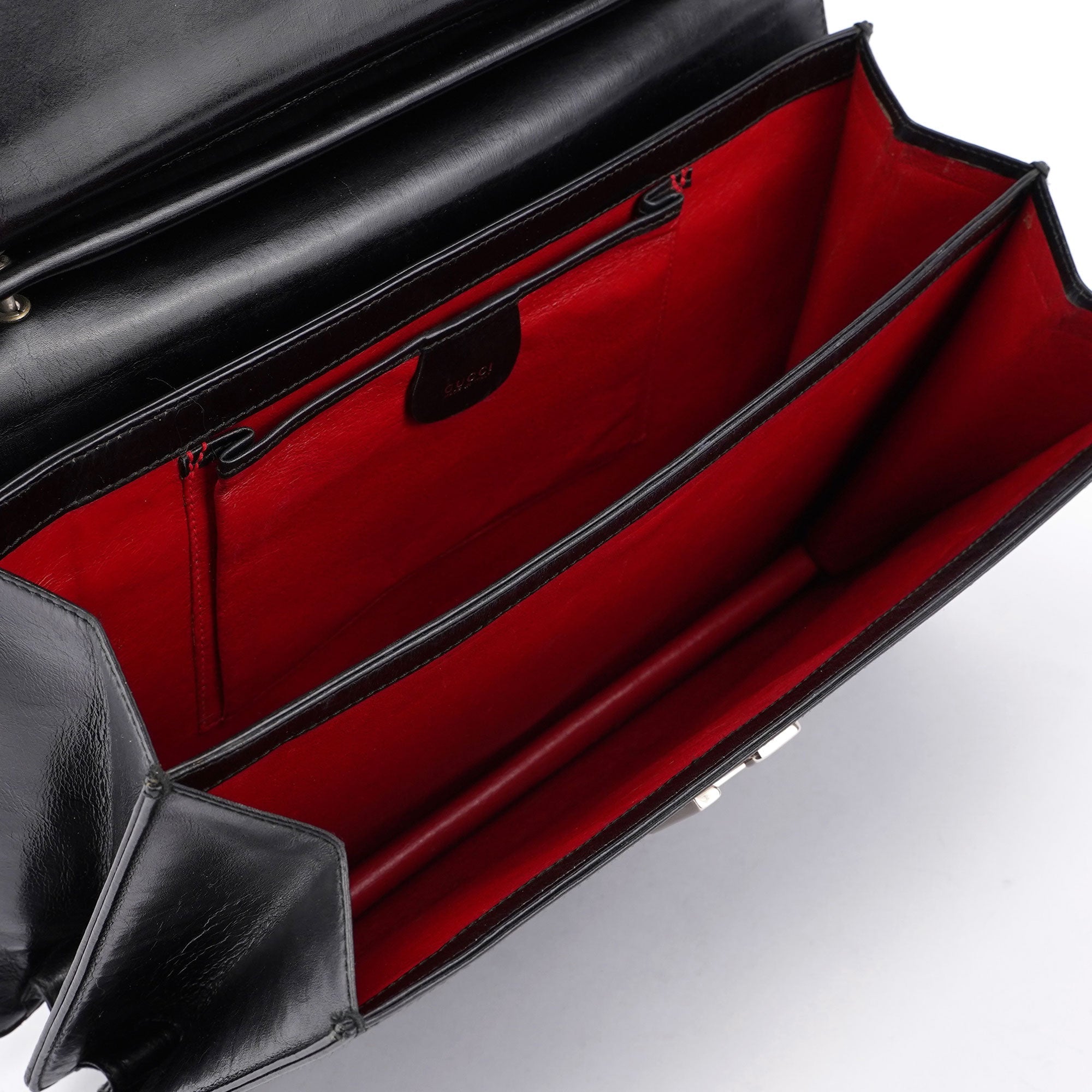 Black Leather Square G Bag