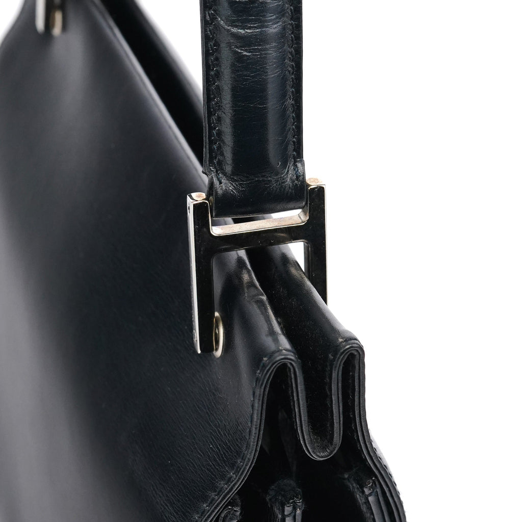 Black Leather Square G Shoulder Bag