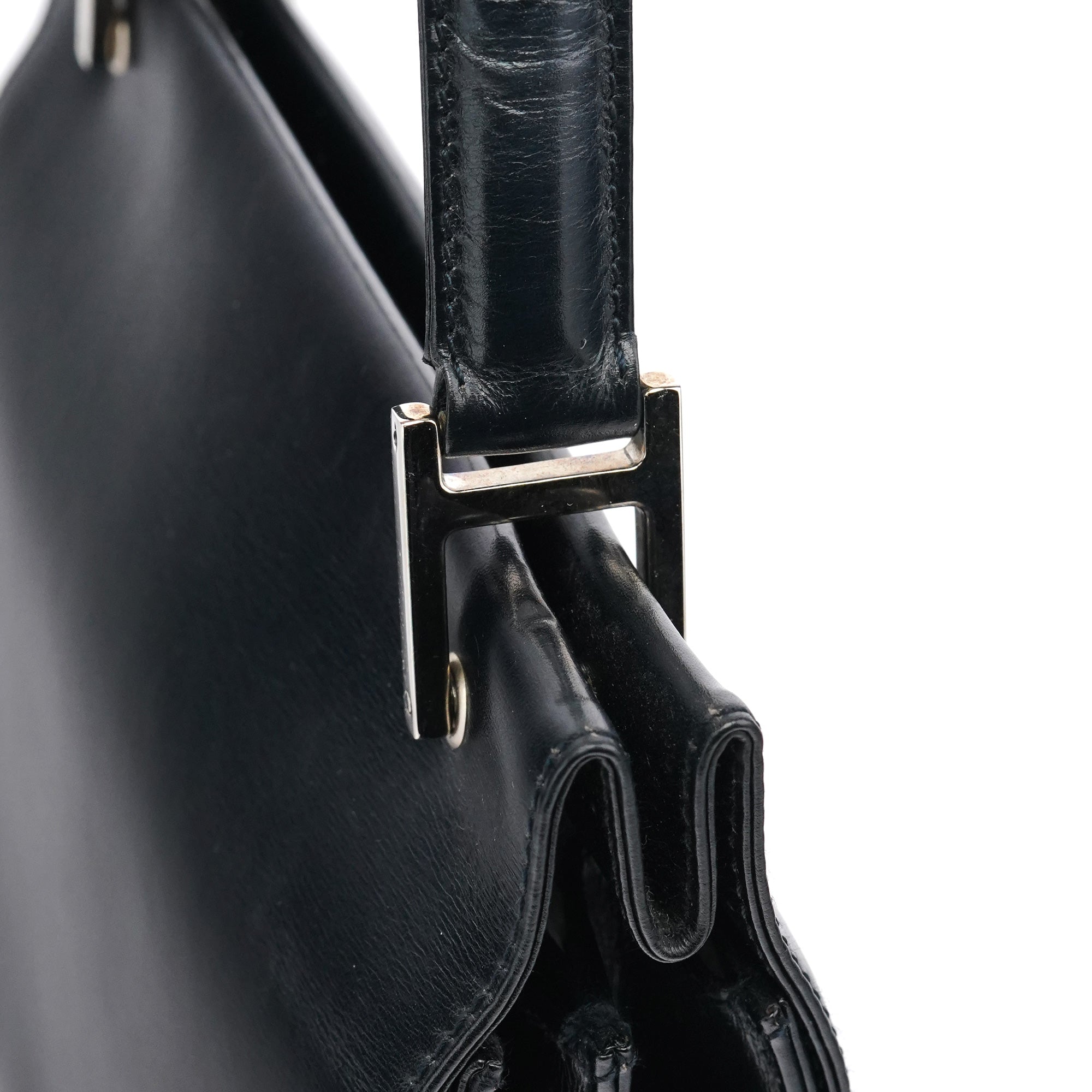 Black Leather Square G Shoulder Bag