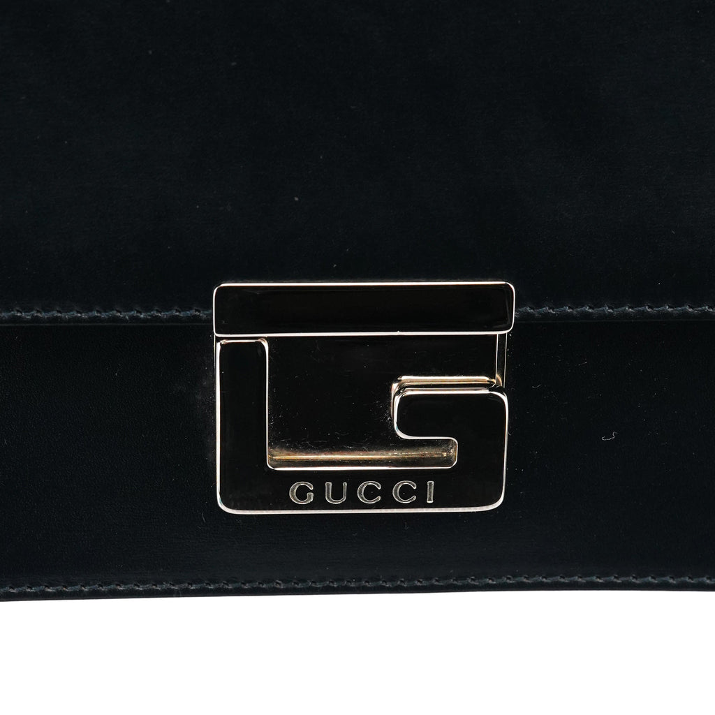 Black Leather Square G Shoulder Bag